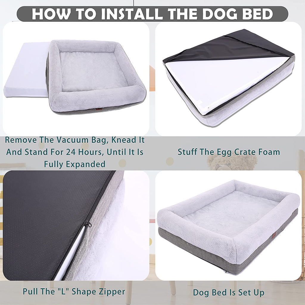 Orthopedic Dog Bed for Medium Dogs, Bolster Sides Dogs Sofa Bed with Removable Washable Cover & Non-Skid Bottom, Soft Pet Bed with Egg Foam Dog Couch for Sleeping, 31 X 25 Inch, Gray